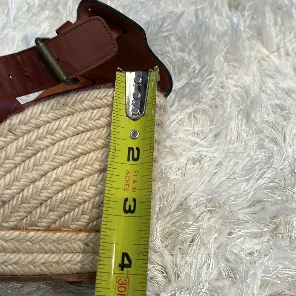 Lanvin Espadrille Crisscross Sandals Wedge Platform Brown Used Once